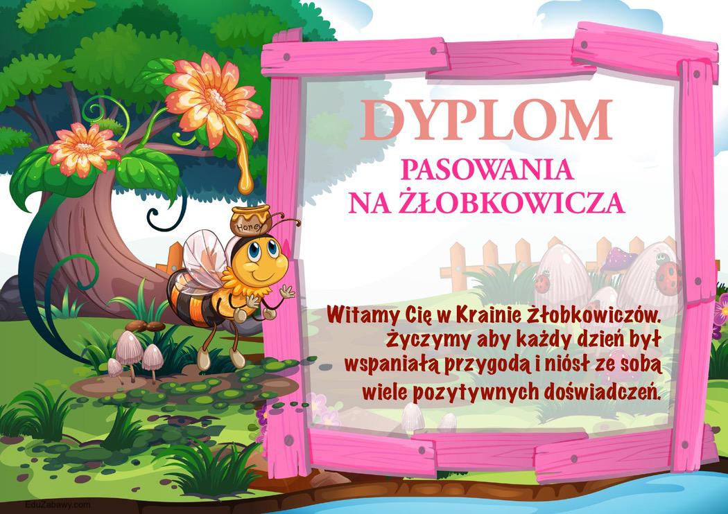 Dyplomy pasowania na żłobkowicza (poziome)