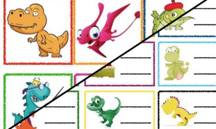 Znaczki przedszkolne do druku – Dinozaury