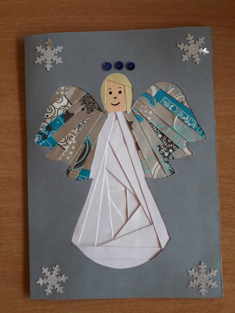 Kartka z aniołkiem Alicja Mazur Boże Narodzenie Prace plastyczne 