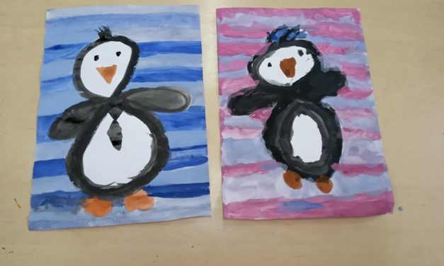 Praca plastyczna: Leniwe ósemki – pingwinki