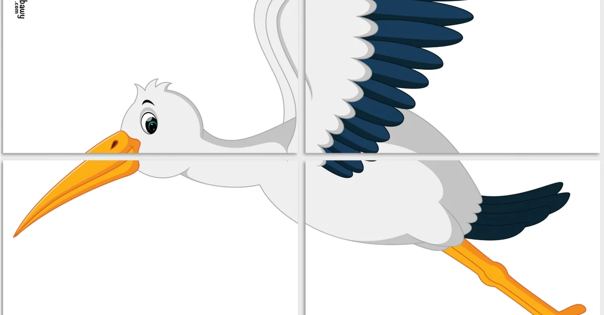 Dekoracje XXL do druku: Bocian (9 szablonów)