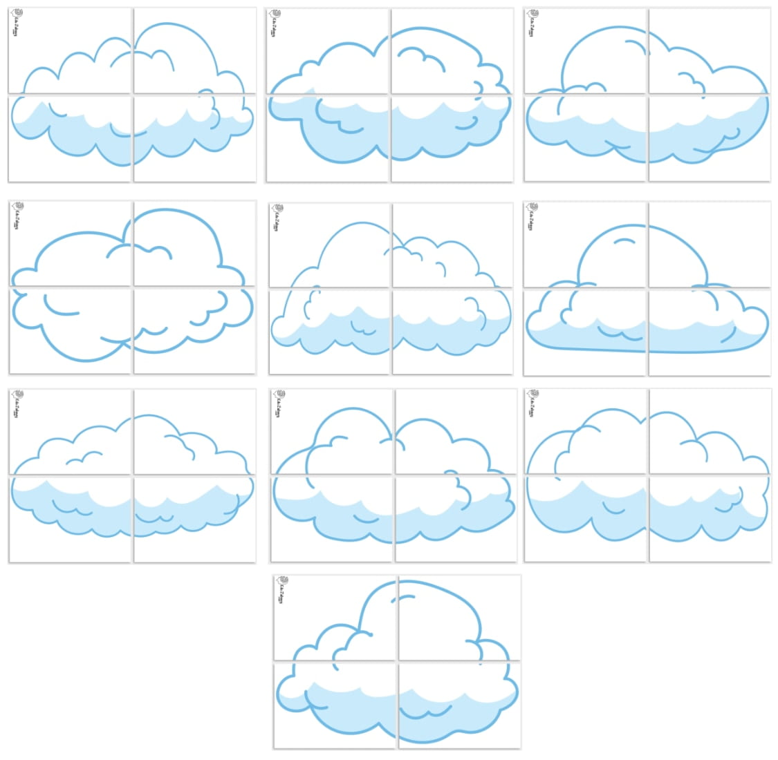 Dekoracje XXL do druku: Chmury (10 szablonów)