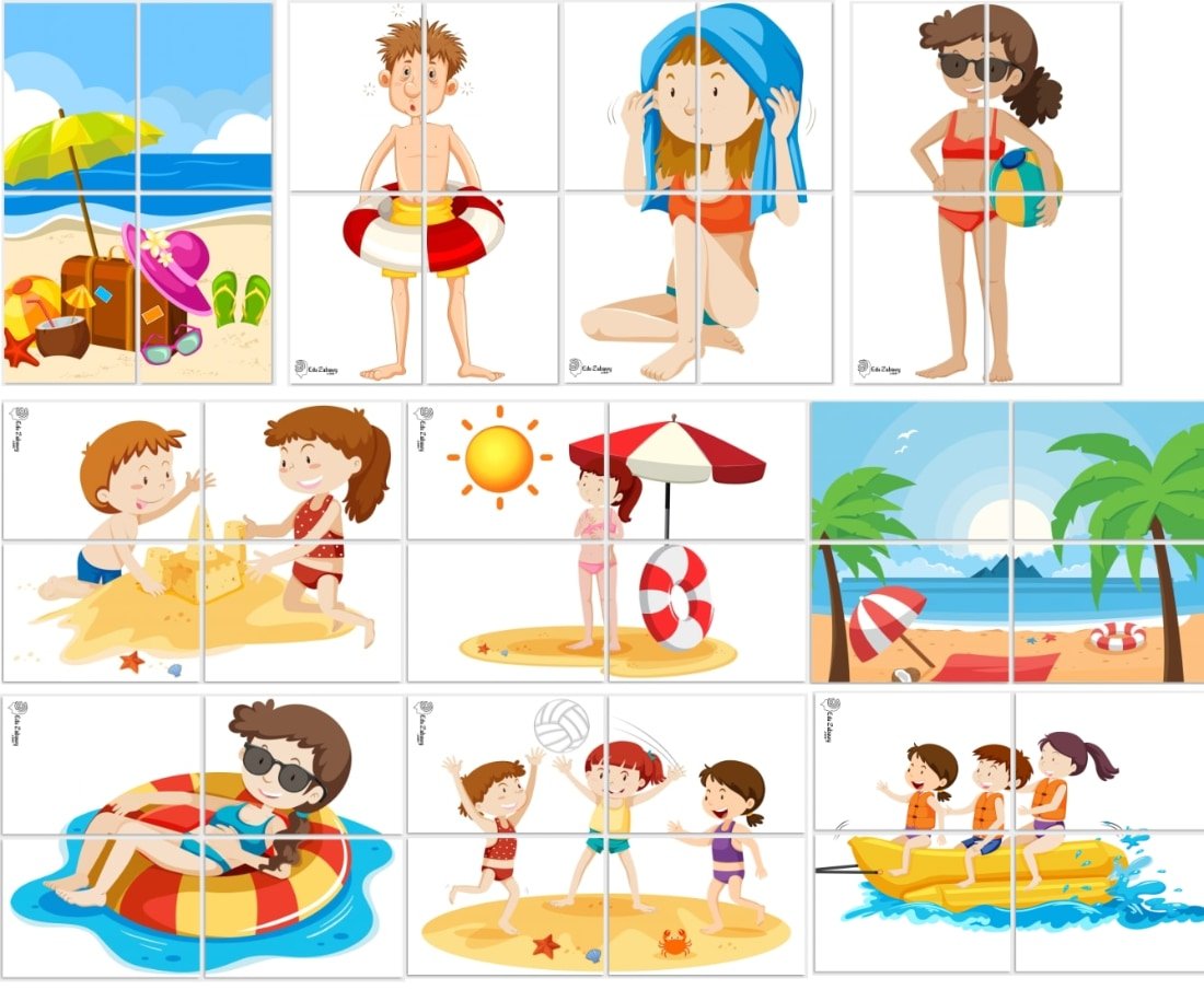 Dekoracje XXL do druku: plaża / zabawy w piasku (10 szablonów)