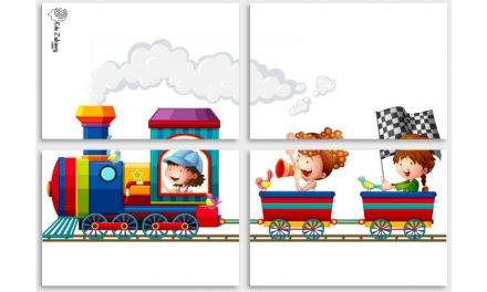 Dekoracje XXL do druku: Pociąg z dziećmi (9 szablonów)