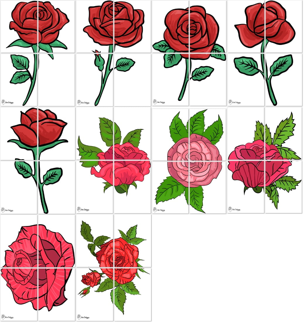 Dekoracje XXL do druku: Róże (10 szablonów)