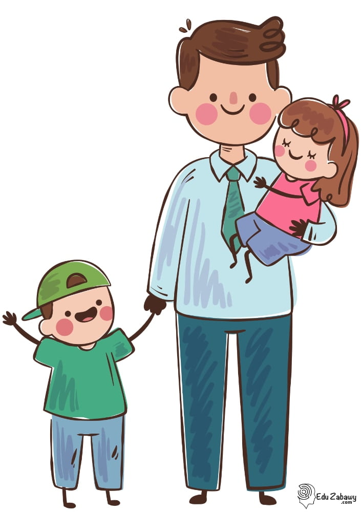 Dekoracje do druku: tata z córką i synem (6 szablonów)