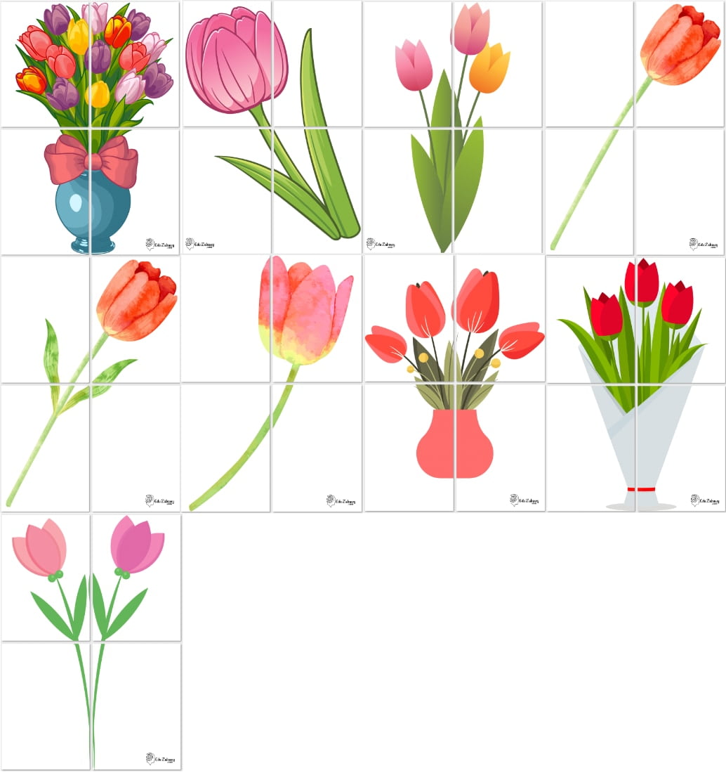 Dekoracje XXL do druku: Tulipan (9 szablonów)