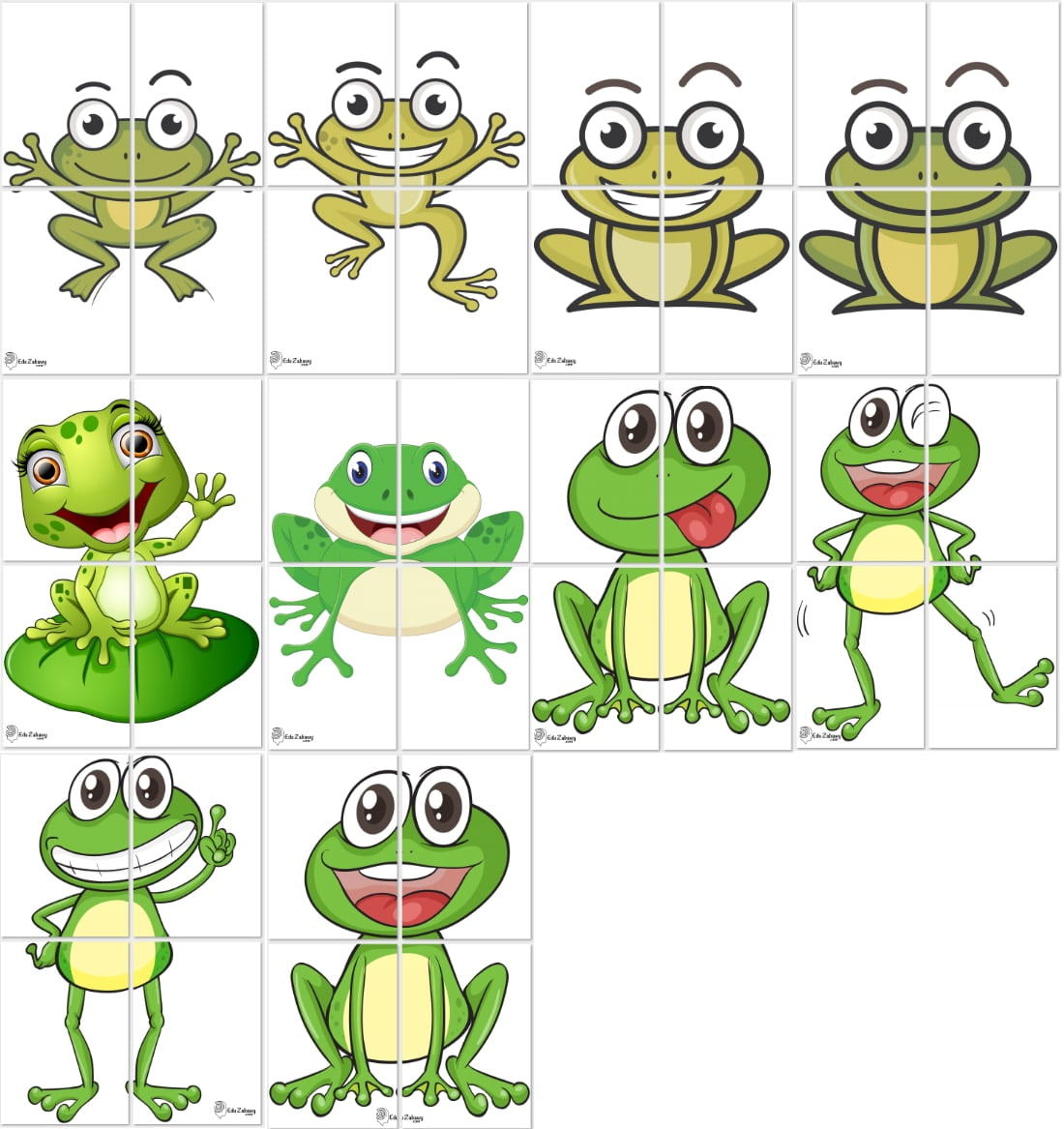 Dekoracje XXL do druku: żaby (10 szablonów)