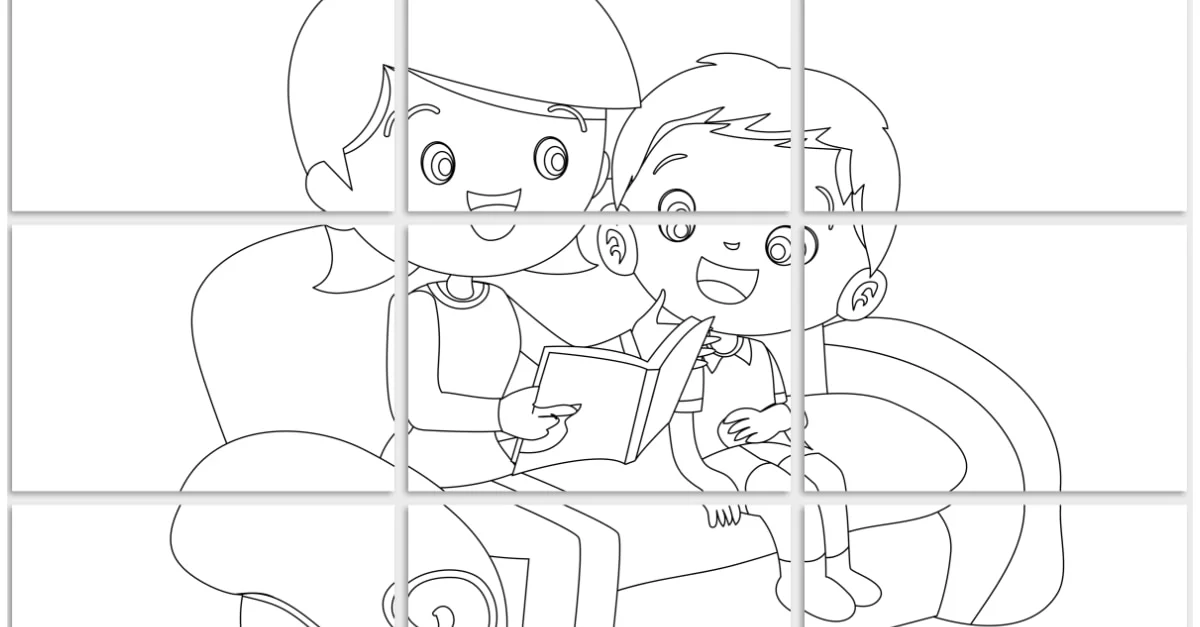 Kolorowanki XXL do druku: Mama z synkiem (6 szablonów)