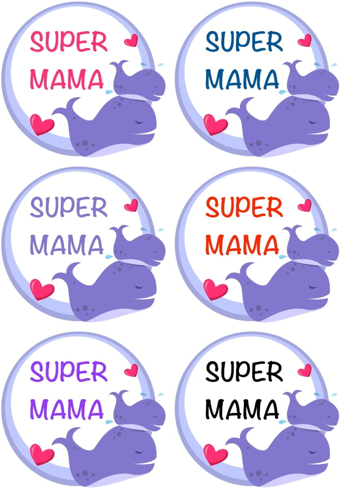 Odznaki na Dzień Mamy ze zwierzętami (4 szablony)
