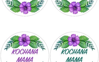 Kwieciste odznaki na Dzień Mamy (4 szablony)