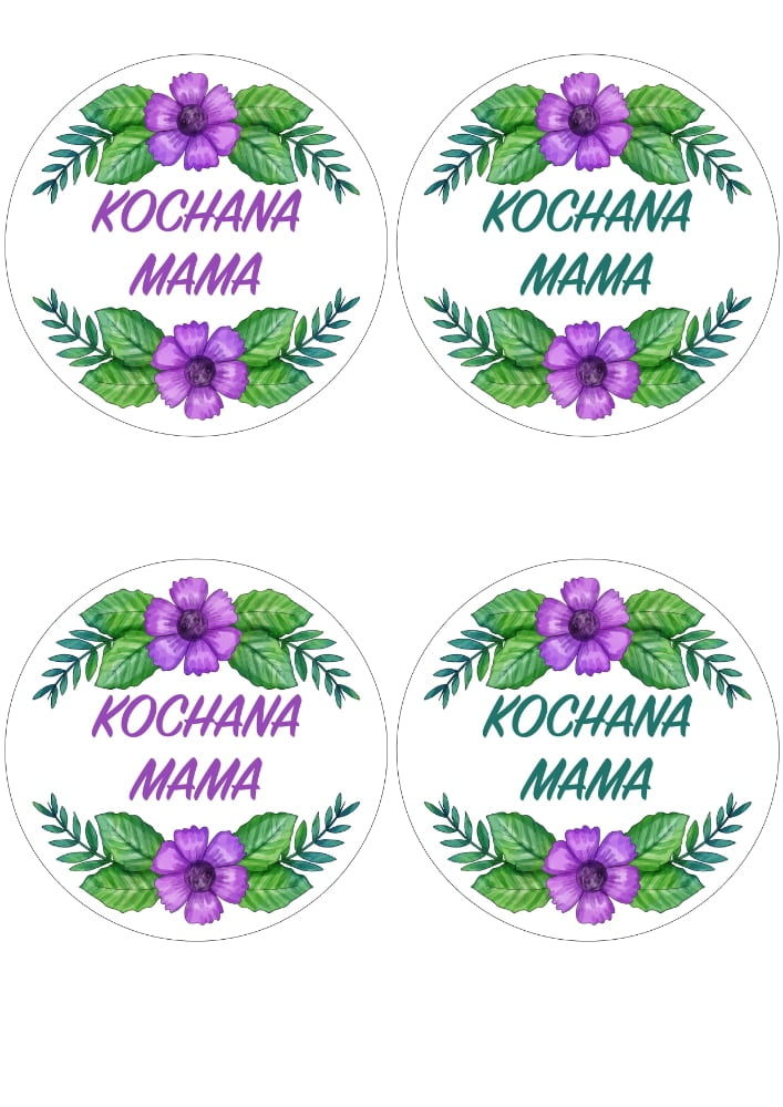 Kwieciste odznaki na Dzień Mamy (4 szablony)