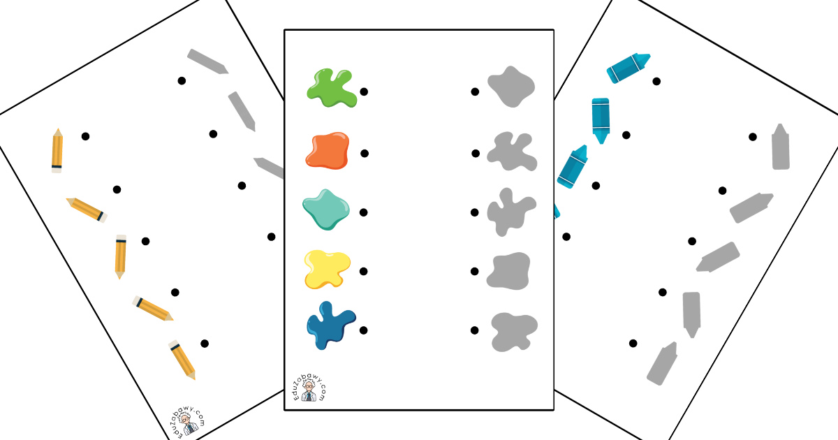 Karty pracy: Dopasuj cienie: Dzień Kredki
