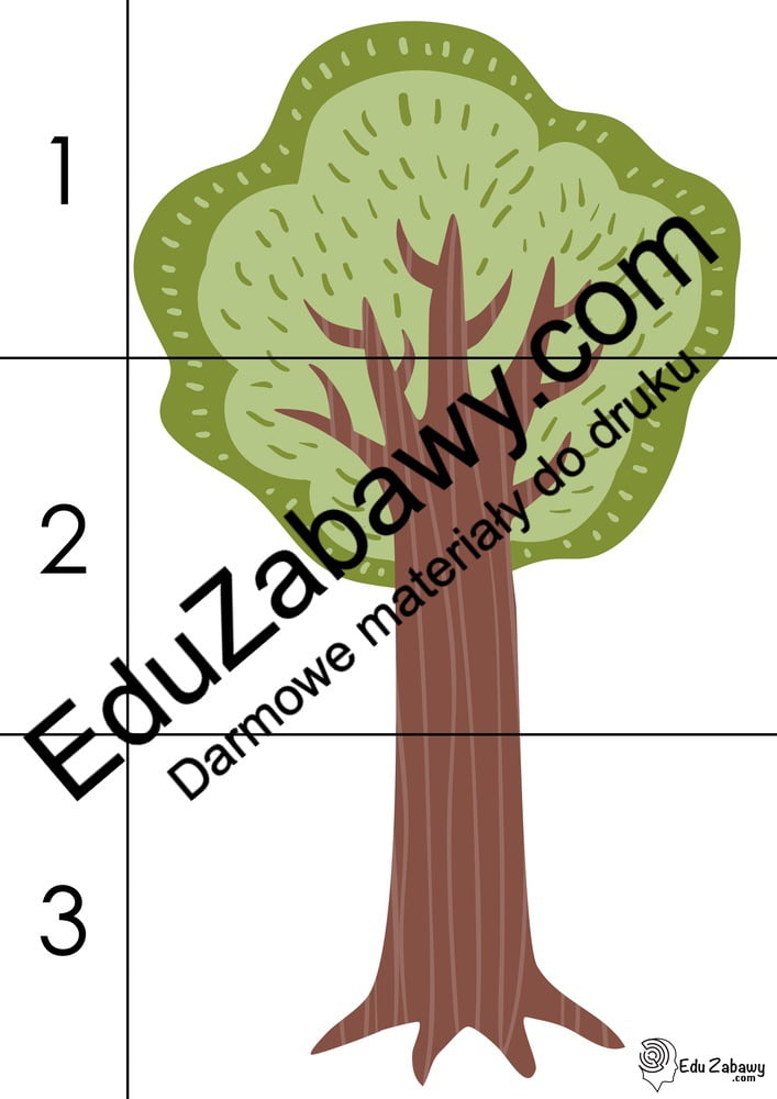 Karty pracy: Puzzle 3 elementy: Dzień Drzewa
