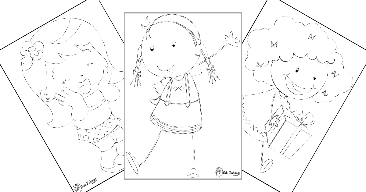 Karty pracy: Grafomotoryka: Dzień Dziewczynek