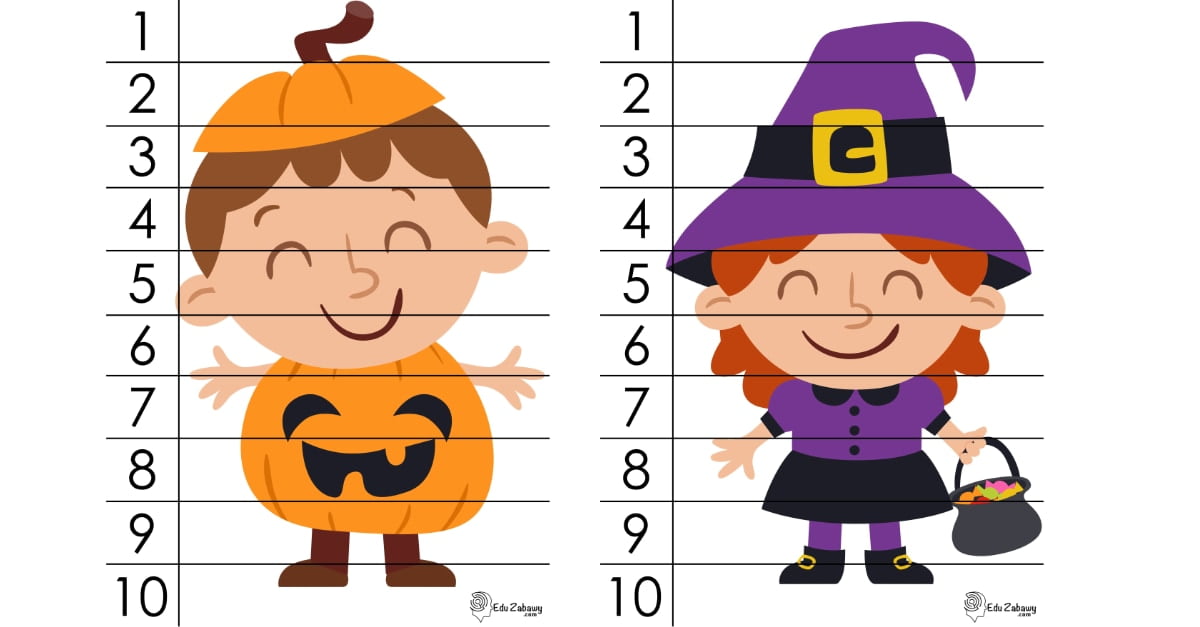 Karty pracy: Puzzle 10 elementów: Halloween