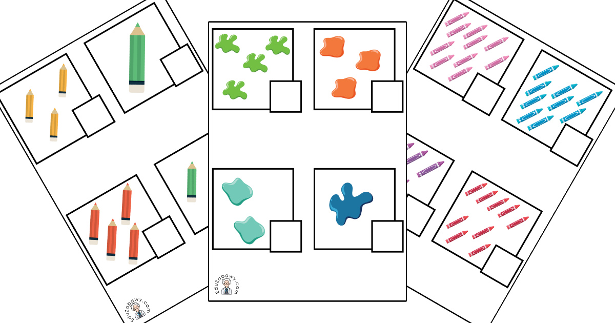 Karty pracy: Policz obrazki: Dzień Kredki