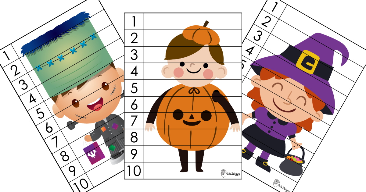 Karty pracy: Puzzle 10 elementów: Halloween