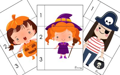 Karty pracy: Puzzle 3 elementy: Halloween