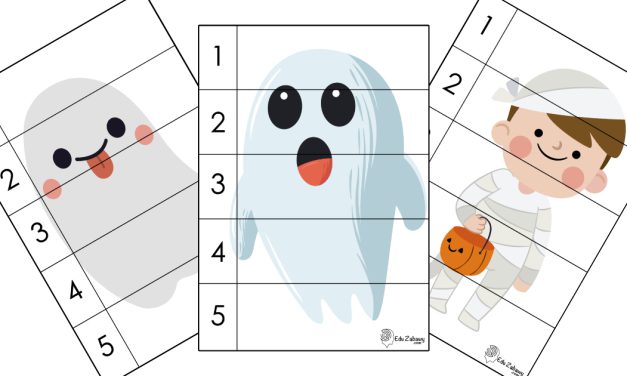 Karty pracy: Puzzle 5 elementów: Halloween