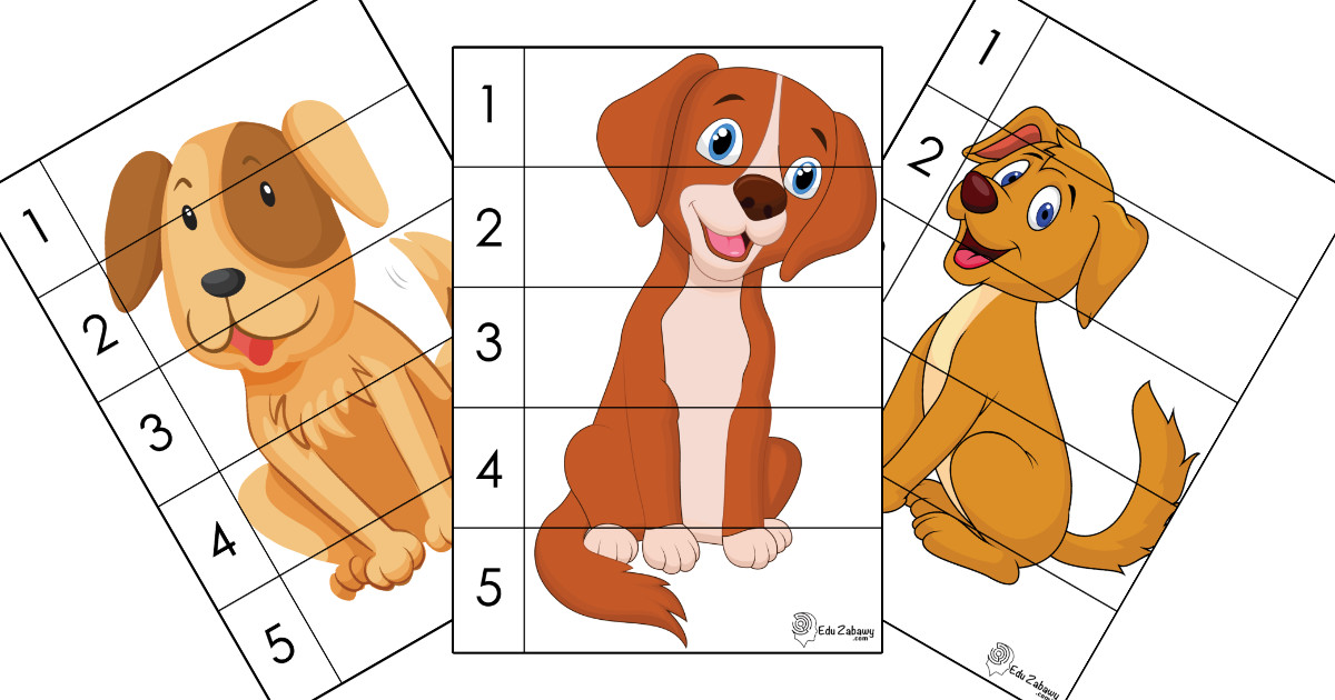 Karty pracy: Puzzle 5 elementów: Dzień Kundelka