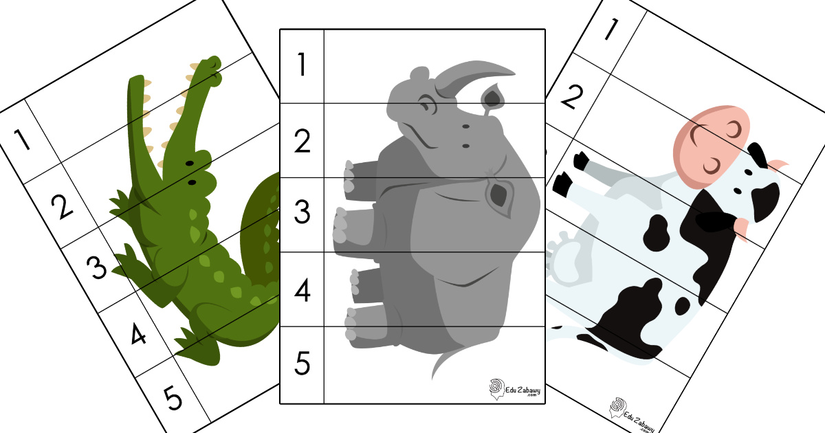 Karty pracy: Puzzle 5 elementów: Dzień Zwierząt