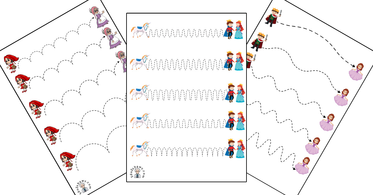 Karty pracy: Szlaczki: Dzień postaci z bajek