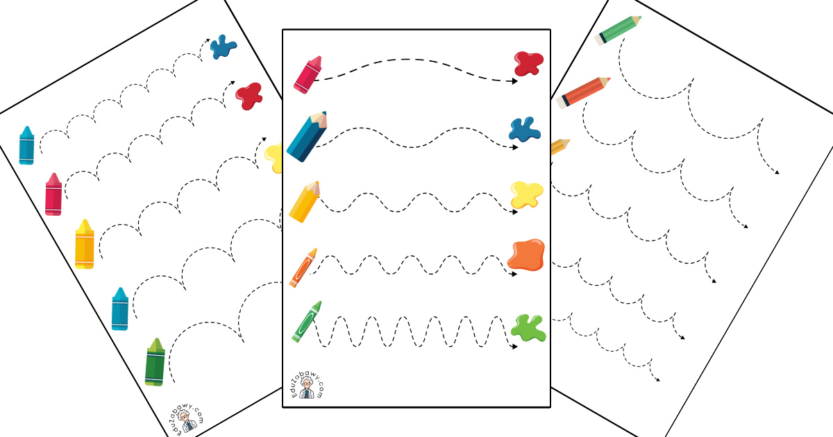 Karty pracy: Szlaczki: Dzień Kredki