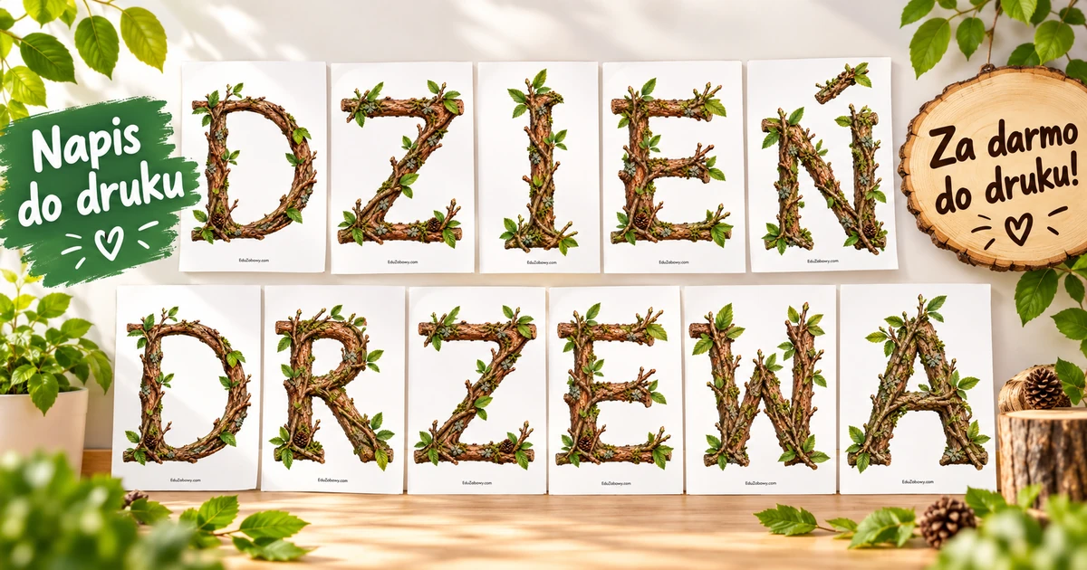 Napis do druku: Dzień Drzewa w gałęzie
