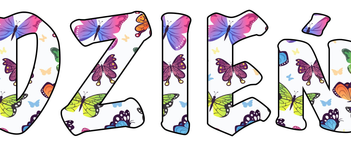 Napis do druku: Dzień Dziewczynek w motylki