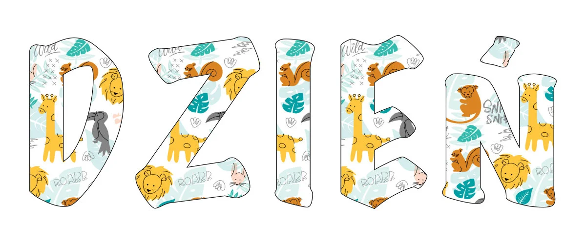 Napis do druku: Dzień Zwierząt w dzikie zwierzęta