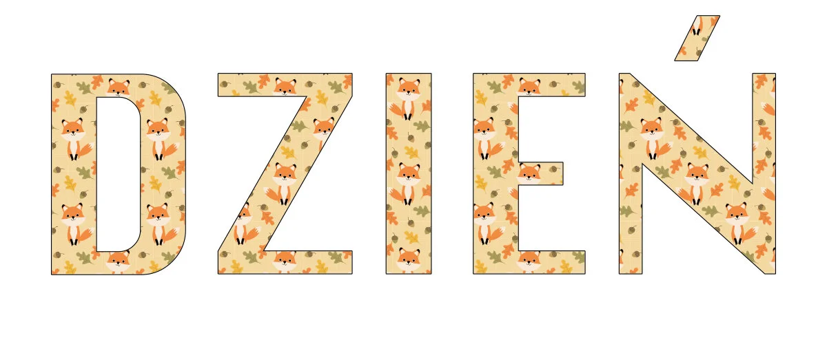 Napis do druku: Dzień Zwierząt w lisy