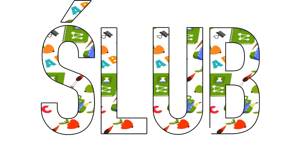 Napis do druku: Ślubujemy w jabłko i plecak