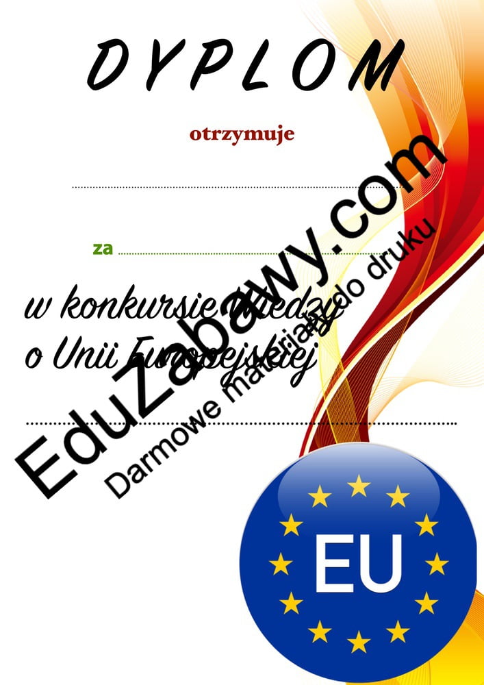 Dyplom za udział w konkursie o Unii Europejskiej