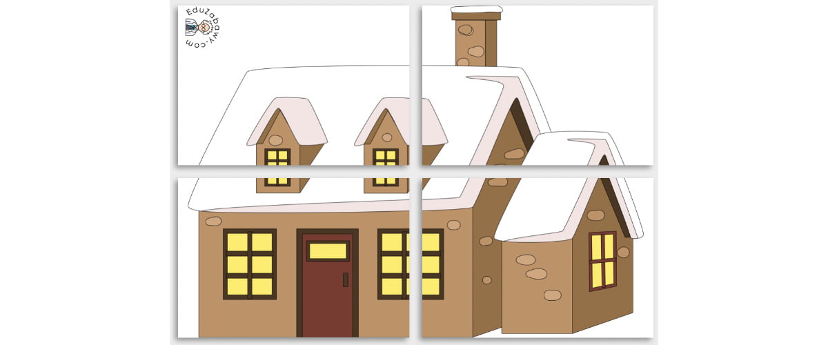 Dekoracje XXL do druku: Domy w śniegu