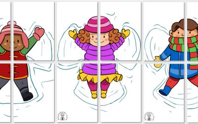 Dekoracje XXL do druku: Dzieci robiące aniołki w śniegu