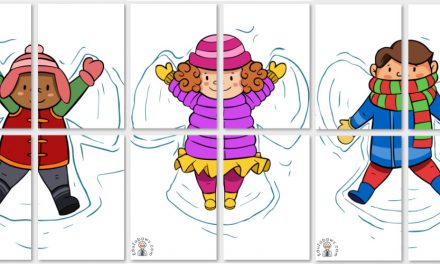 Dekoracje XXL do druku: Dzieci robiące aniołki w śniegu