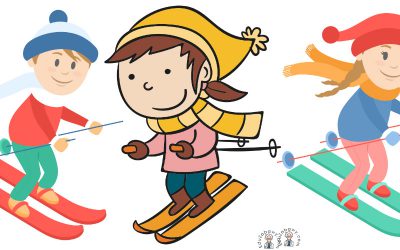 Dekoracje do druku: Dzieci na nartach