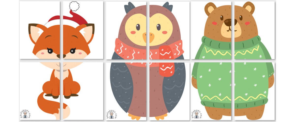 Dekoracje XXL do druku: Zimowe zwierzęta