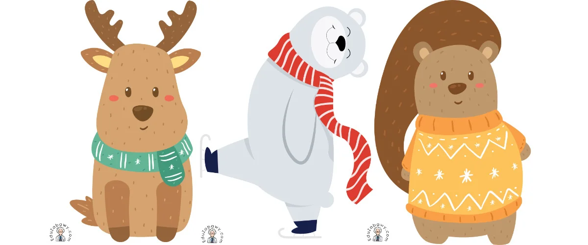 Dekoracje do druku: Zimowe zwierzęta