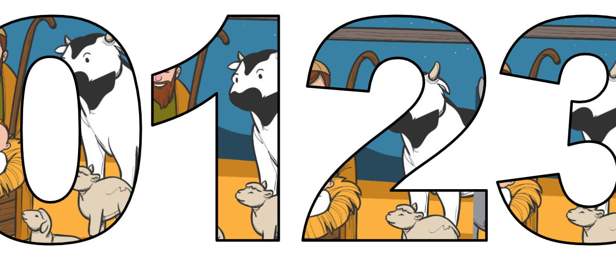 Cyfry i znaki specjalne: wzór szopka