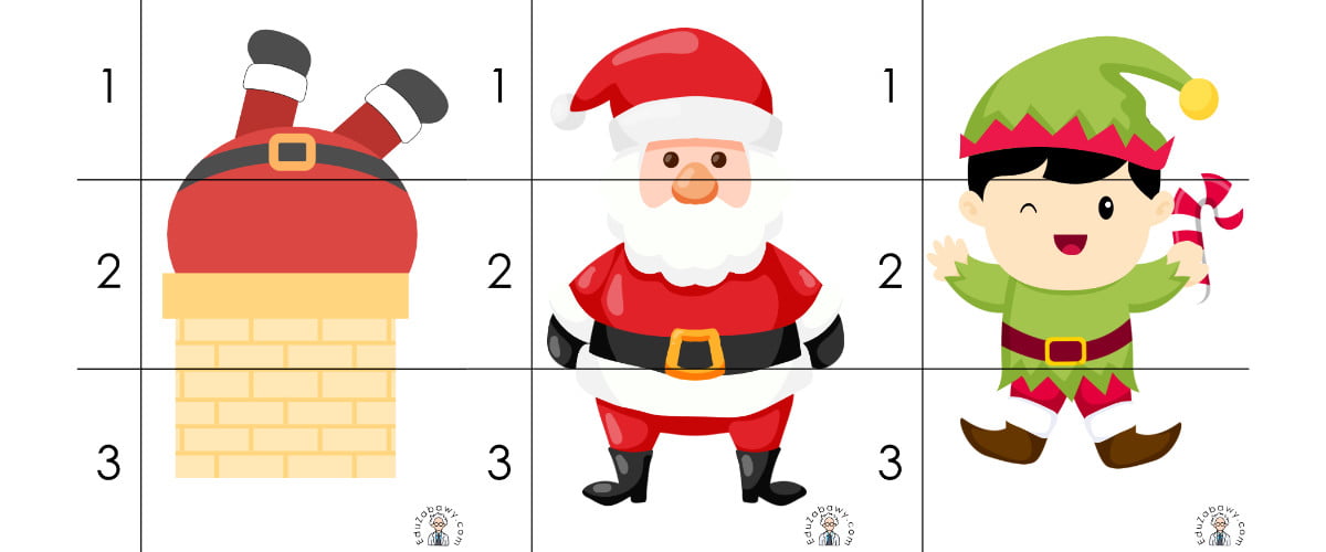 Boże Narodzenie: Puzzle 3 elementy (10 szablonów)