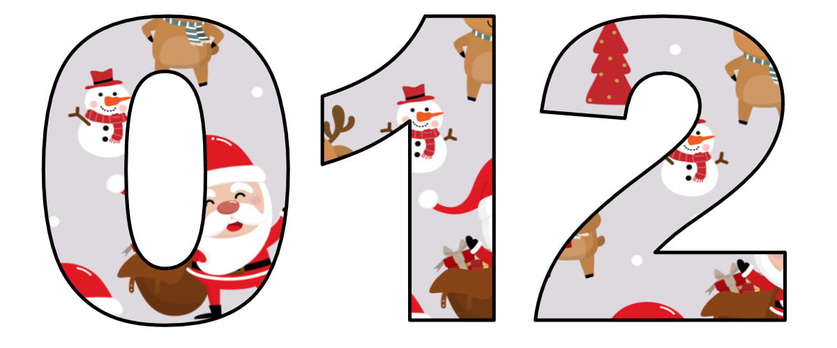 Mikołaj i renifer: Cyfry i znaki specjalne