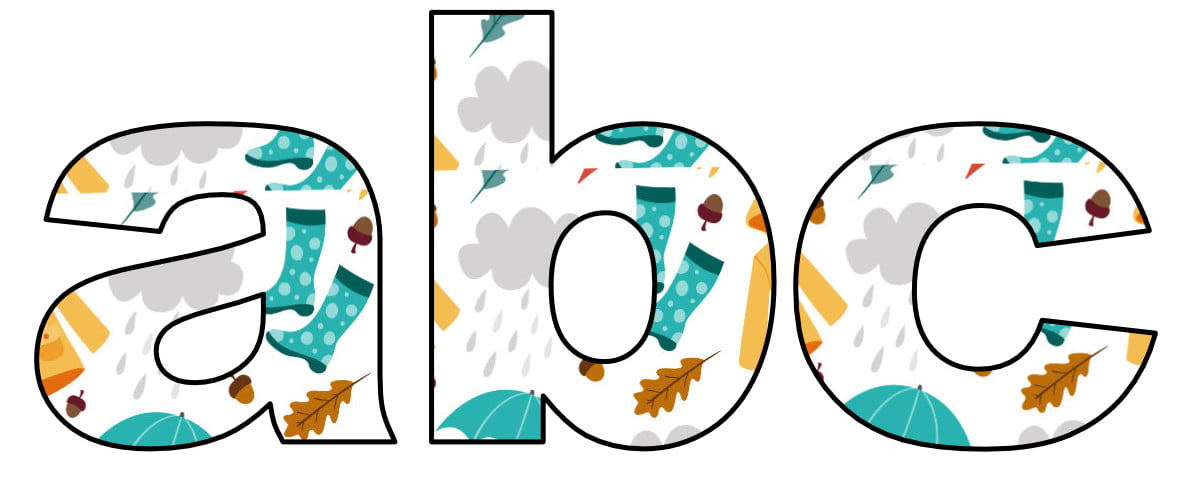 Jesienne ubrania: litery małe