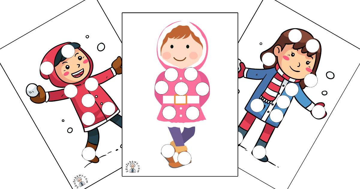 Karty pracy: Wypełnij kolorem: Zima