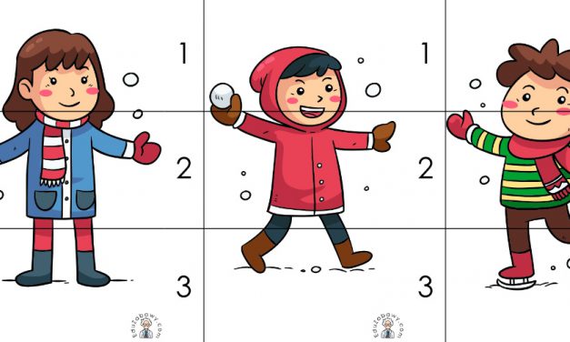 Zima: Puzzle 3 elementy (10 kart pracy)