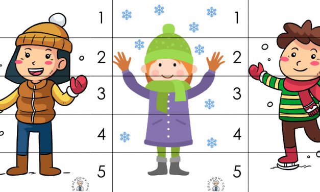 Zima: Puzzle 5 elementów (10 kart pracy)