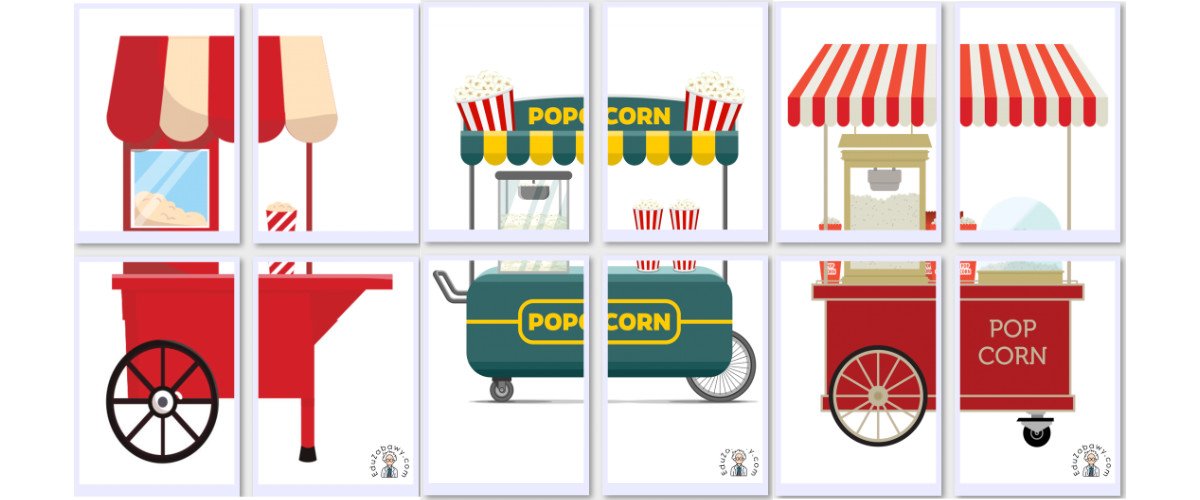 Dekoracje XXL do druku: Maszyna do robienia popcornu (7 szablonów)