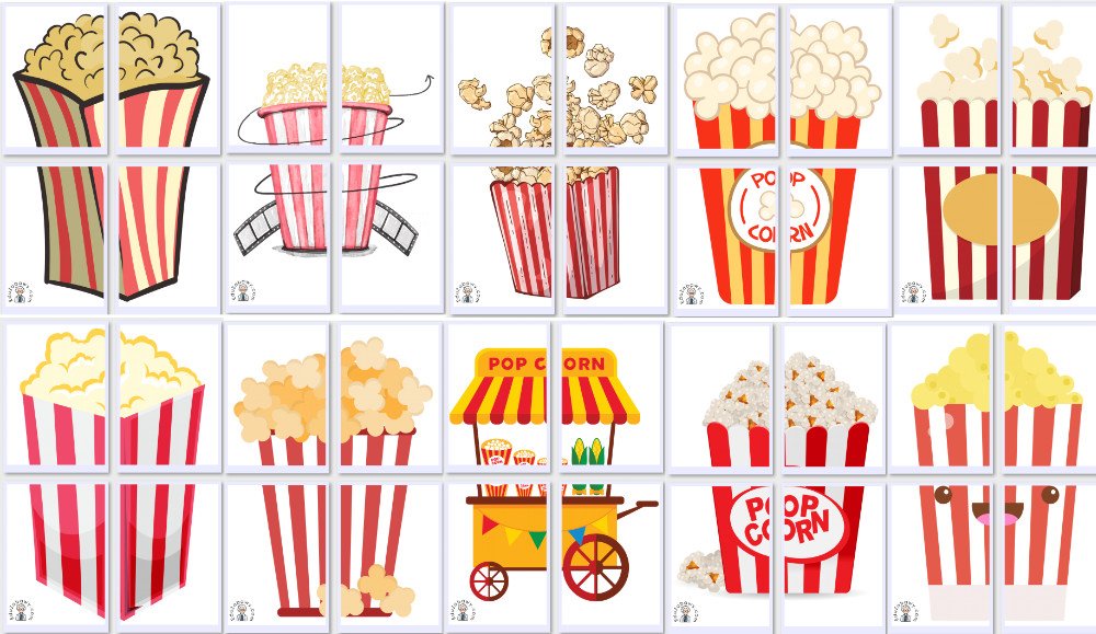 Dekoracje XXL do druku: Popcorn (10 szablonów)