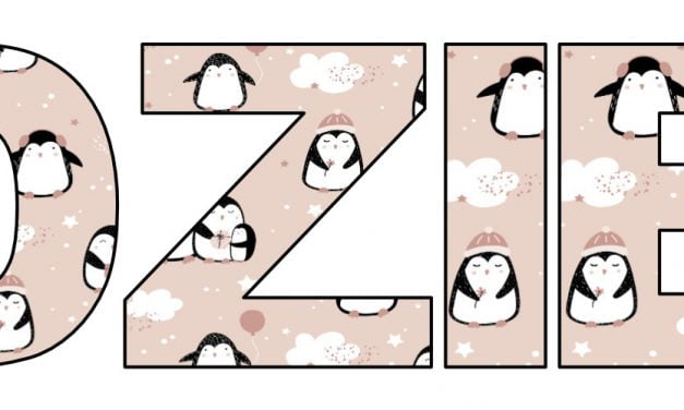 Napis do druku: Dzień pingwina – wzór w pingwina z czapką